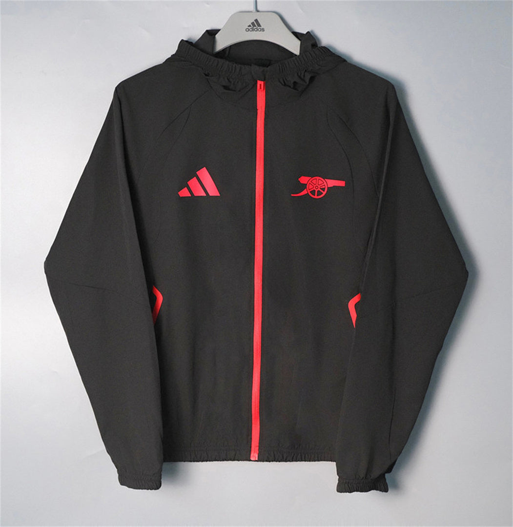 ARSENAL 2026/27 HOODED WINDBREAKER JACKET - Black/Red - front