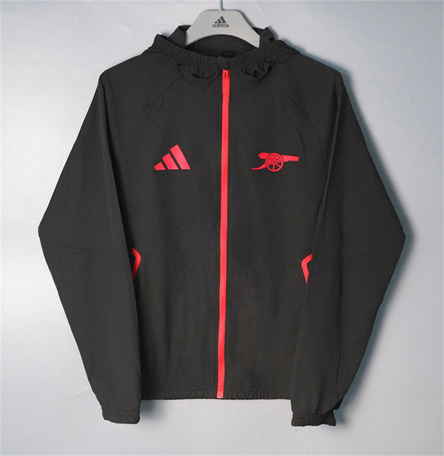 ARSENAL 2026/27 HOODED WINDBREAKER JACKET - Black/Red - front