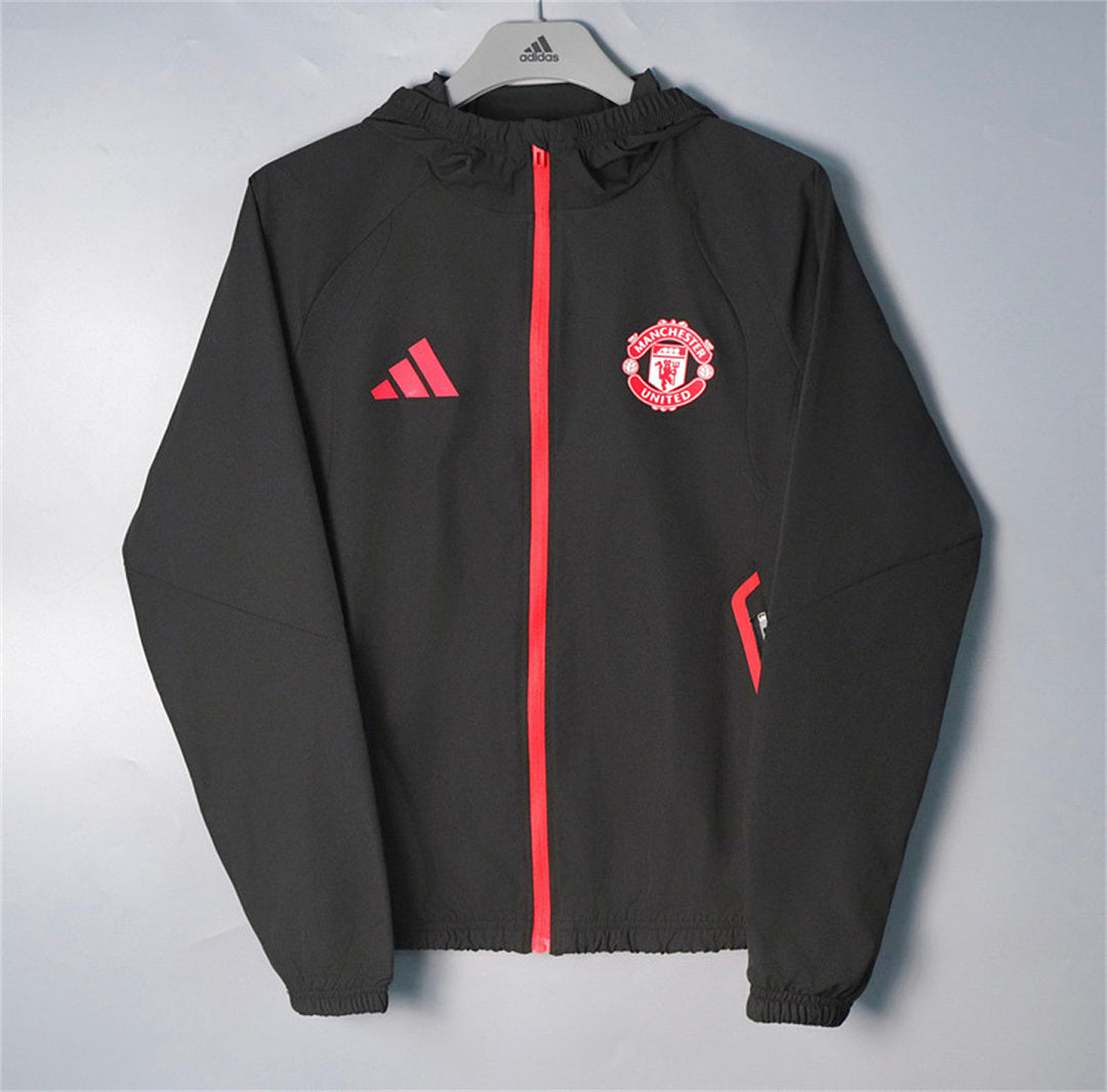 MANCHESTER UNITED 2026/27 HOODED WINDBREAKER JACKET - Black/Red - front