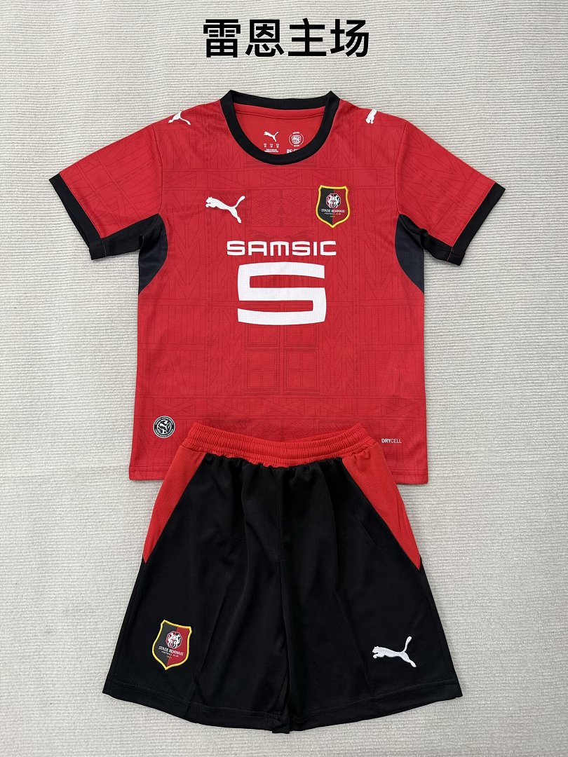 RENNES 2026/27 HOME KIT KIDS - Red/Black