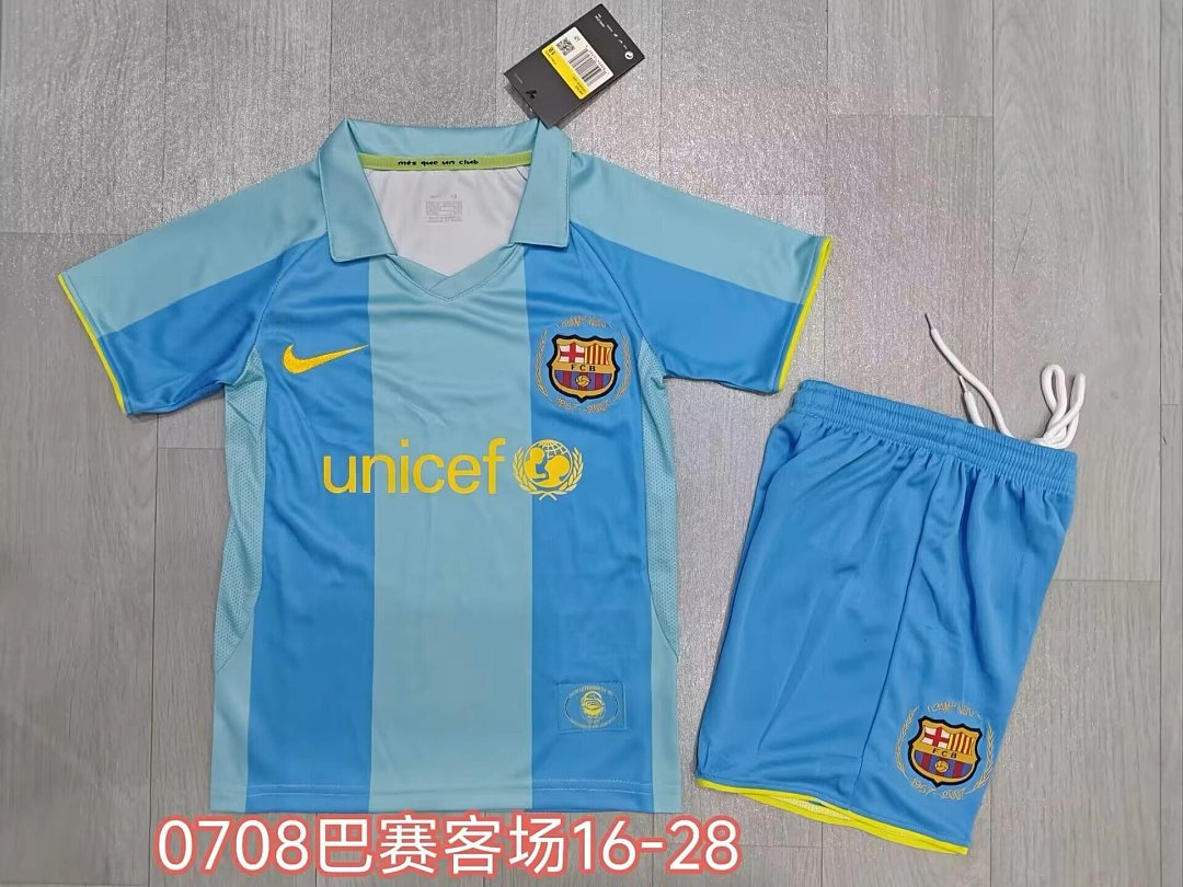BARCELONA 2007/08 RETRO KIT KIDS - Away