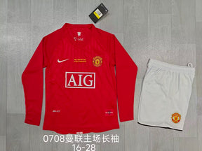 MANCHESTER UNITED 2007/08 RETRO KIT KIDS - Home Long Sleeve