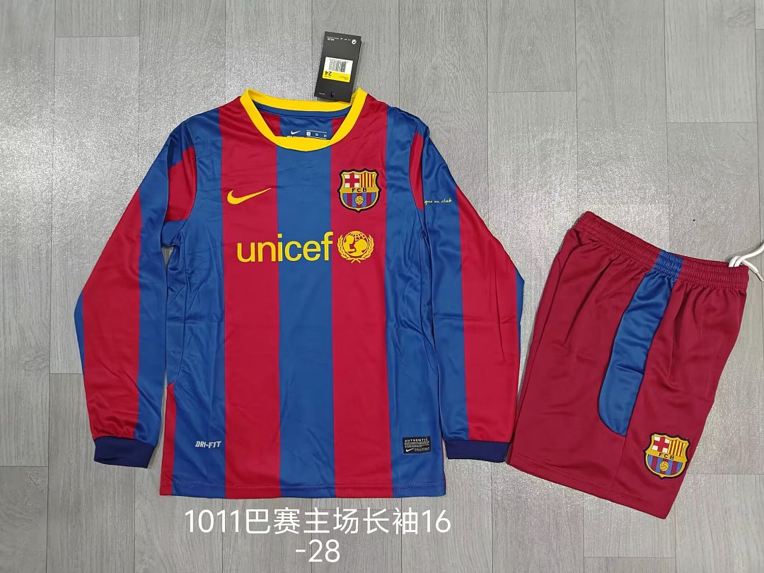 BARCELONA 2010/11 RETRO KIT KIDS - Home Long Sleeve