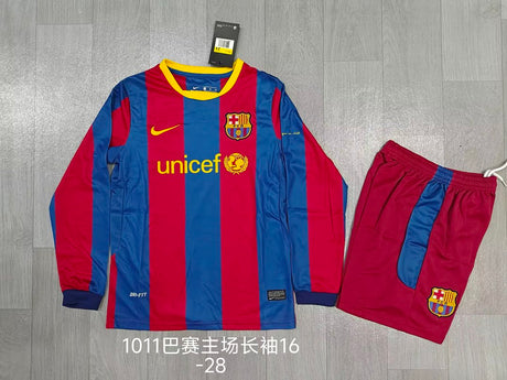 BARCELONA 2010/11 طقم ريترو للأطفال - الأساسي بأكمام طويلة