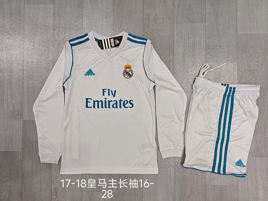 REAL MADRID 2017/18 RETRO KIT KIDS - Home Long Sleeve