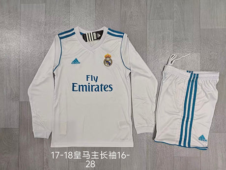 REAL MADRID 2017/18 RETRO TENUE KINDEREN - Thuis Lange Mouwen