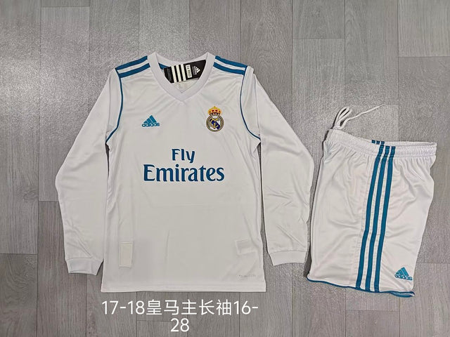 REAL MADRID 2017/18 RETRO KIT KIDS - Home Long Sleeve
