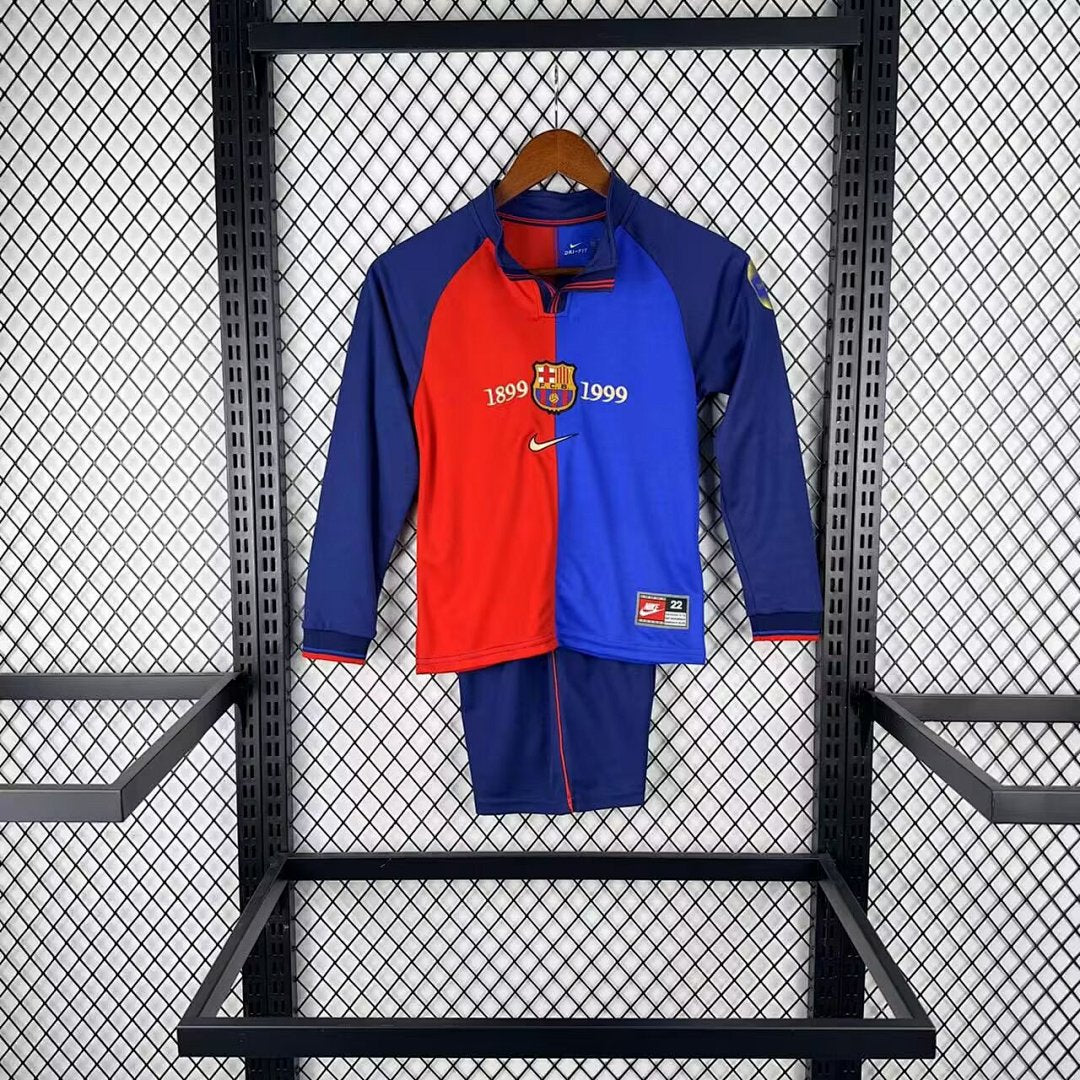 BARCELONA 1999/00 RETRO KIT KIDS - Centenary Long Sleeve