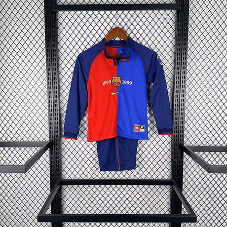 BARCELONA 1999/00 طقم ريترو للأطفال - المئوية بأكمام طويلة