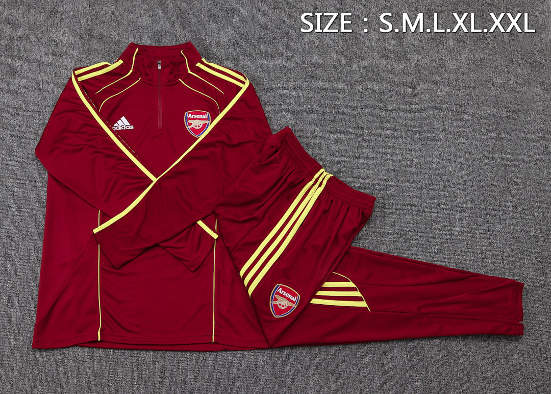 Arsenal 2025/26 Training Suit - Burgundy/Yellow