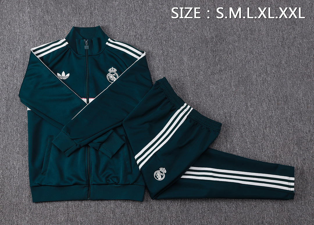 Real Madrid 2026/27 Tracksuit - Dark Green/White