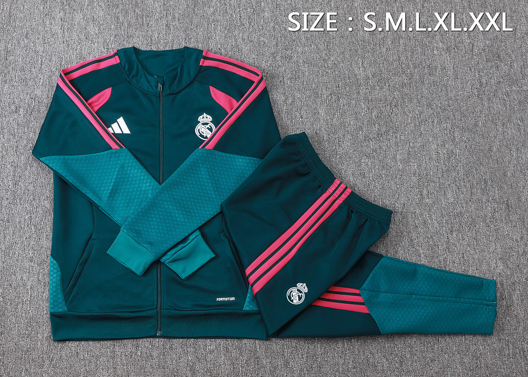 Real Madrid 2026/27 Tracksuit - Dark Green/Pink
