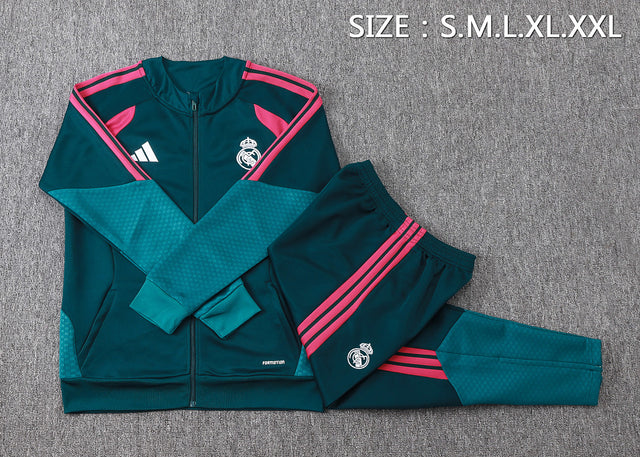 Real Madrid 2026/27 Tracksuit - Dark Green/Pink